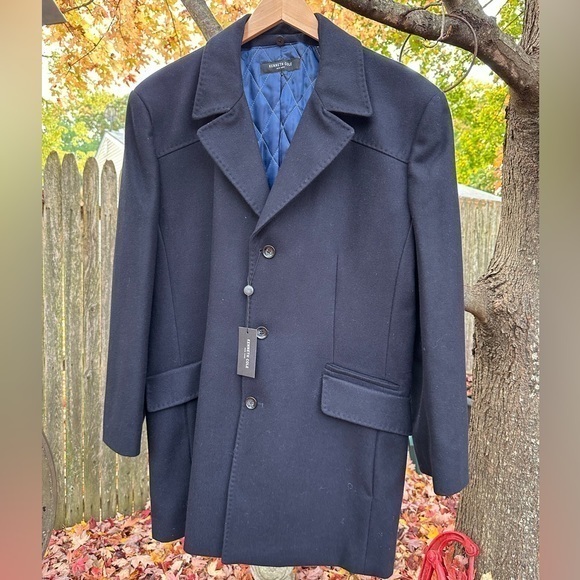 Kenneth Cole‎ Men’s Earle Short Peacoat with Removable Scarf (Navy) (NWT) - Picture 2 of 10